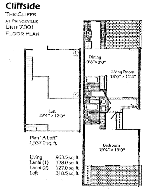 floorplan - The Cliffs 7301 - Princeville Kauai Hawaii