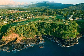 Aerial View of the Makai Golf Course at the Princeville Kauai Resort.
